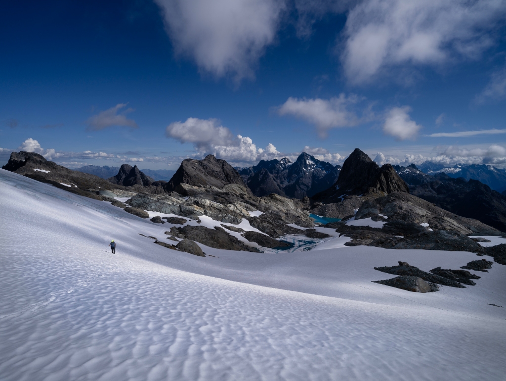 Echoes of the Infinite: Traversing Park Pass Glacier Beneath Poseidon Peak, Southern Alps, New Zealand
